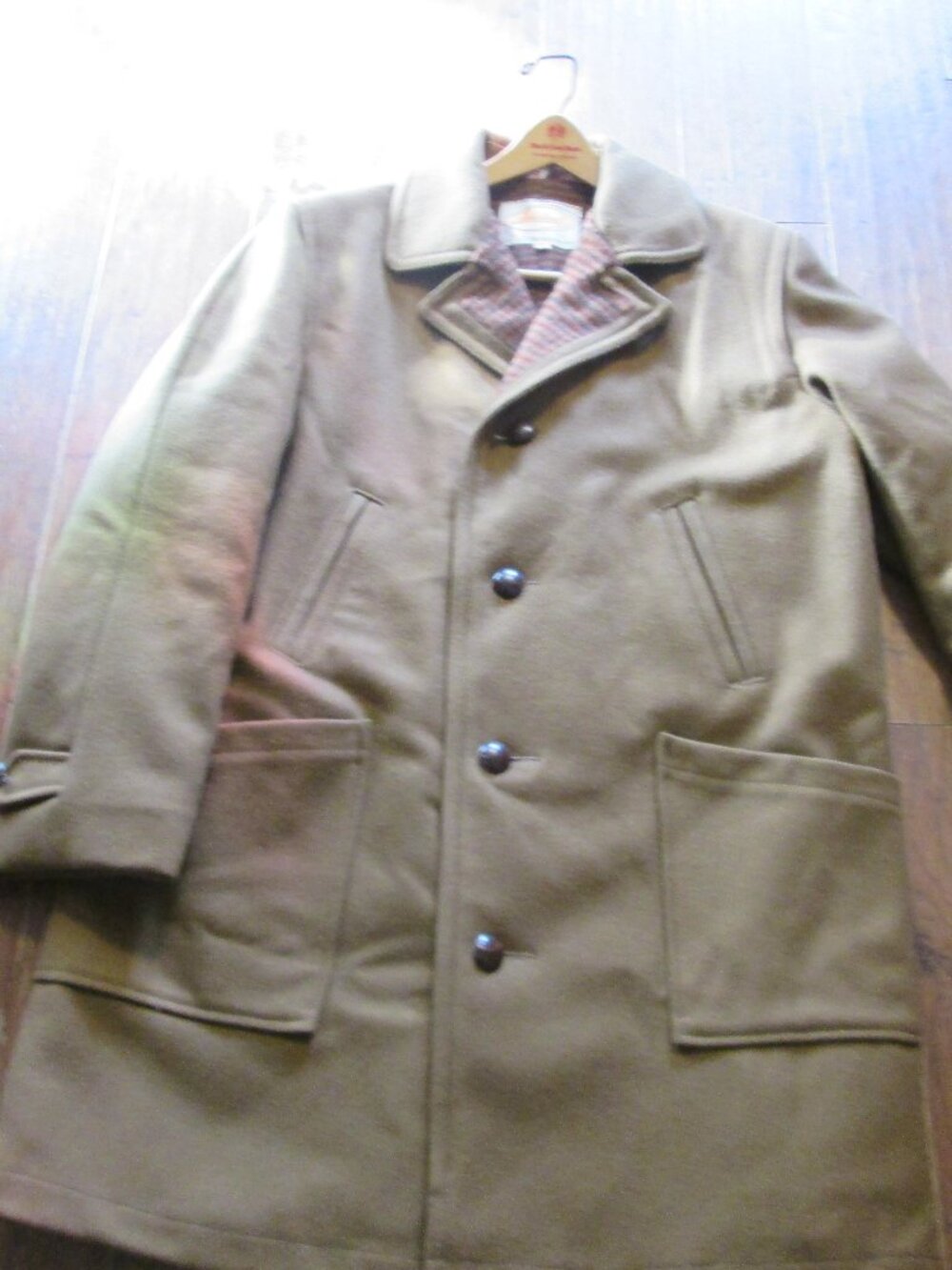 Mens 70s wool blanket lined coat lakeland brown wool 4 pocket front sz 40